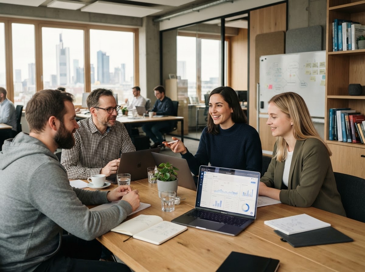 Penmin Voldor Team bei der Auswertung von Strategiedaten